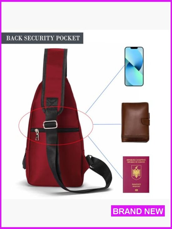 Sling Backpack Water Resistant Nylon Crossbody Shoulder Bag USB Charging Port main image 7
